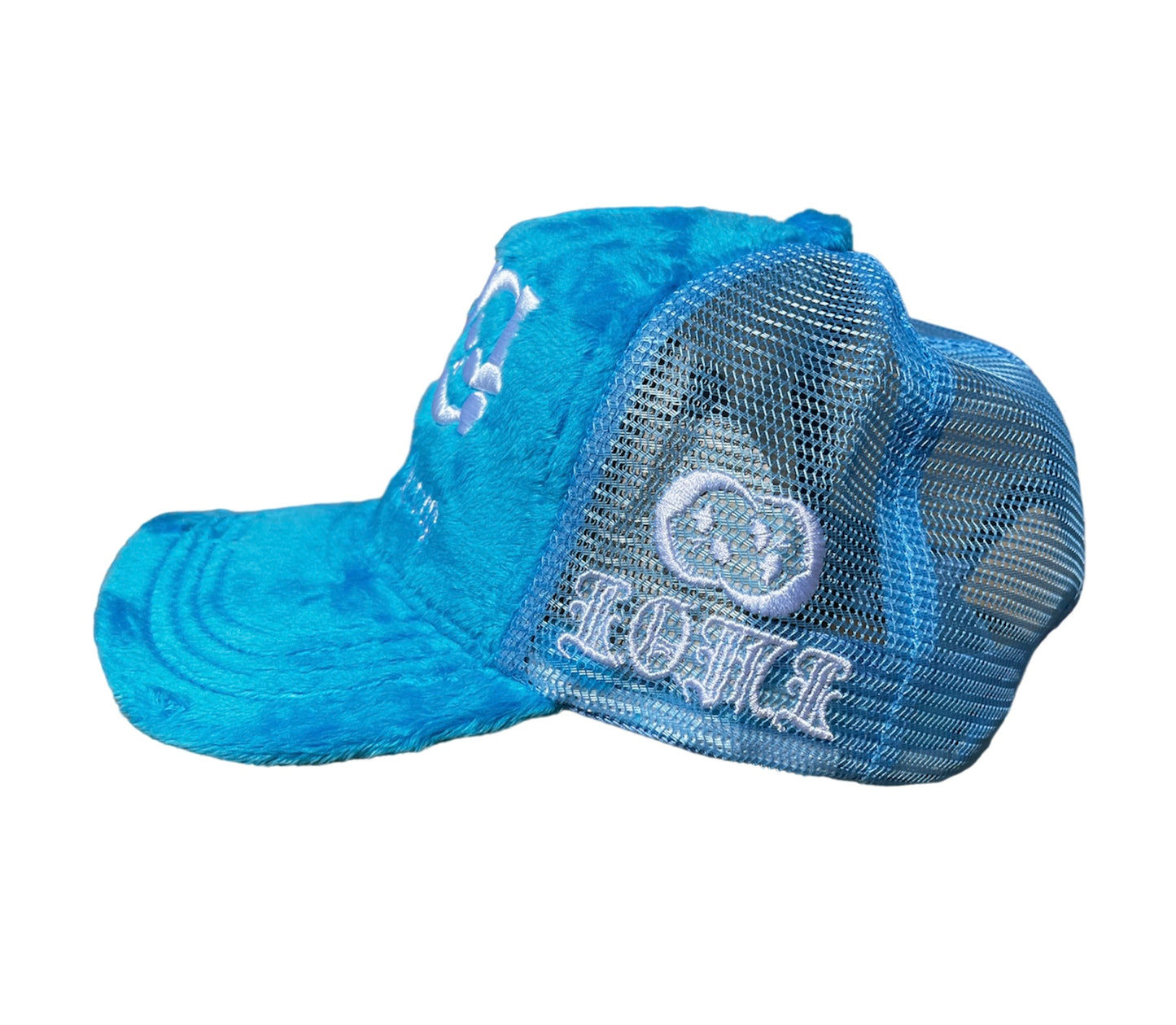 “LOML” LOYALTY OR MIND LEAVING BLUE RISC MOHAIR TRUCKER CAP