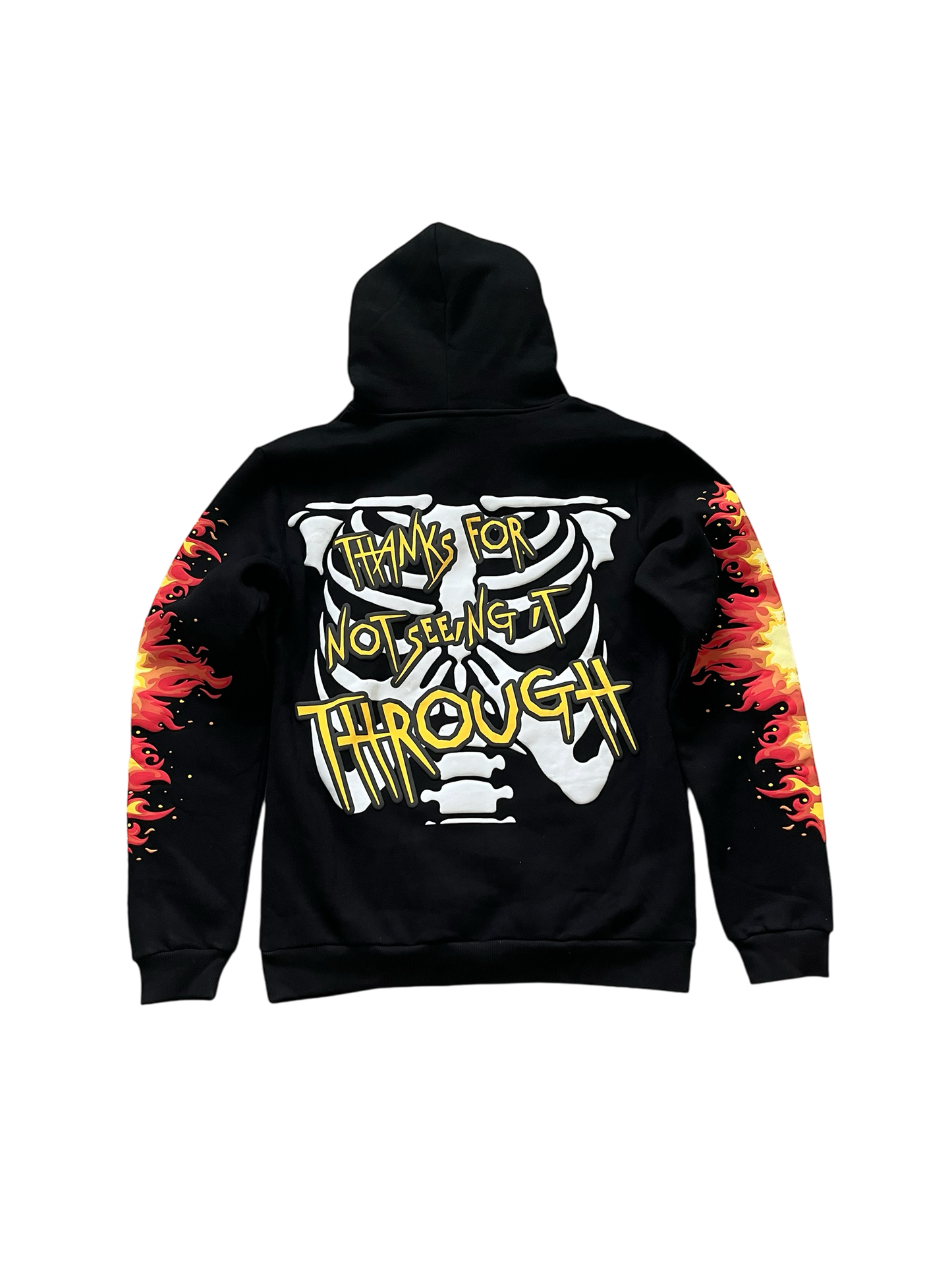 PUFF PRINT SKELETON BLACK HOODIE