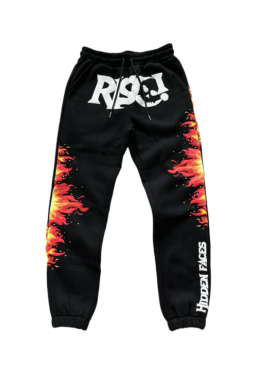 PUFF PRINT SKELETON BLACK SWEATPANTS